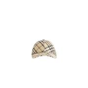 Burberry Beige Check Cap med Emblem Design Beige, Herr