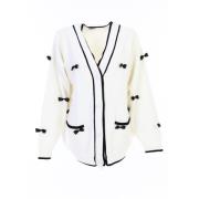 Cesare Gaspari Bow Knit Cardigan - White White, Dam