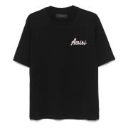 Amiri Svart Crew Neck T-shirt med Logo Black, Herr