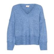 Kaffe Flow Melange Pullover Sweater Blue, Dam