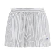 Stella McCartney Randiga silkes shorts med broderad detalj White, Dam