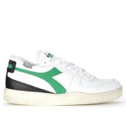 Diadora Gröna och vita läder Heritage Row Cut sneakers White, Herr