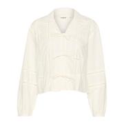 Soaked in Luxury Feminin Skjortblus med Slåbandsdetalj White, Dam