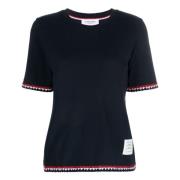 Thom Browne Marin Tricolor Randig Bomull Tee Blue, Dam