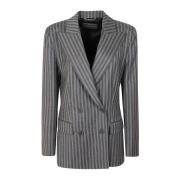 Alberta Ferretti Grå Flanell Stretch Pinstripe Blazer Gray, Dam