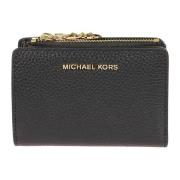 Michael Kors Svart läderplånbok med dragkedja myntficka Black, Dam