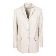 Salvatore Santoro Läderblazer jacka kalkfärg Beige, Dam