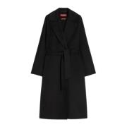 Max Mara Studio Svart Ull Kashmir Siden Midi Kappa Black, Dam