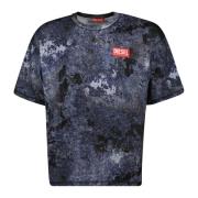 Diesel Blå Marmor Print Oversized T-shirt Blue, Herr