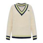 Lacoste Ulltröja med V-ringning Beige, Dam