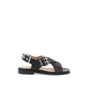 Ganni Feminine Buckle Sandaler Black, Dam