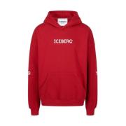 Iceberg Hoodie med huva och tryckt logotyp Red, Herr