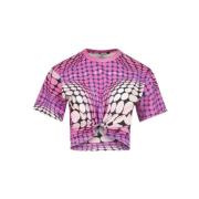 Paco Rabanne Optisk Illusion Logo Print T-shirt Pink, Dam