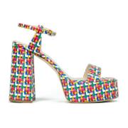 Prosperine Rutig tygsandal med 110 mm klack Multicolor, Dam