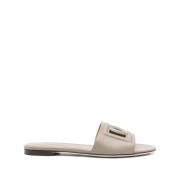 Dolce & Gabbana Taupe Grå Platta Sandaler Gray, Dam