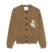 Isabel Marant Étoile Khaki Intarsia-Stickad Tröja med Knappfäste Green...