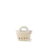 Marni Vit Bomull Micro Plånbok Tropicalia Beige, Dam