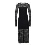 Givenchy Svart Velvet Monogram Midi Klänning Black, Dam