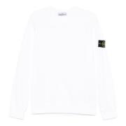 Stone Island Vit Crew-neck Bomullsfleece Sweatshirt White, Herr