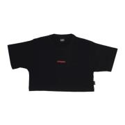 Propaganda Svart Crop Tee med Logo Print Black, Dam