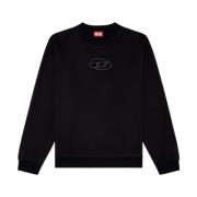 Diesel Svart Sweatshirt med Cut-Out Logo Black, Herr