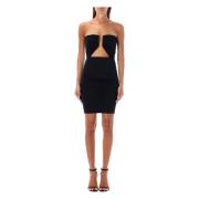 Rick Owens Svart Bodycon Mini Klänning med Axelbandslös Halsringning B...