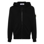 Stone Island Svart Huvtröja med dragkedja Black, Herr