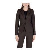 Ichi Brun Blazer med Elastanblandning Brown, Dam