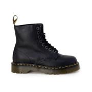 Dr. Martens Läder Combat Boots med 3cm klack Black, Dam