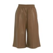 Jucca Brun Faux Läder Bermudas Eleganta Shorts Brown, Dam