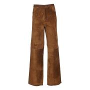 Golden Goose Läder Straight Leg Corduroy Byxor Brown, Dam