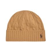 Polo Ralph Lauren Beige Kabelstickad Mössa Hat Brown, Unisex