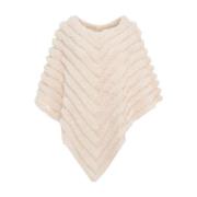 Blugirl Vit Faux Fur Poncho Kappa White, Dam