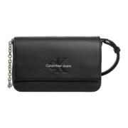 Calvin Klein Jeans Stilig Crossbody-väska med Justerbar Rem Black, Dam