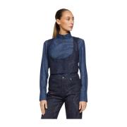 Dondup Dubbelknäppt denim stretch väst Blue, Dam