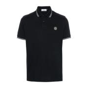 Stone Island Blå Polo Skjorta med Logotyp Patch Blue, Herr