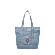 Polo Ralph Lauren Denim Polo Bear Tote Bag Blue, Dam