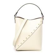 Valentino Garavani Studded White Bucket Bag White, Dam