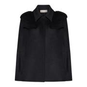 Blanca Vita Svart Ull Cape Jacka Black, Dam