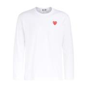 Comme des Garçons Play Långärmad T-shirt med rött hjärta White, Herr