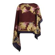 Etro Silke Paisley Print Poncho Fw24 Multicolor, Dam