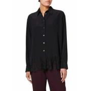 Paul Smith Svart Oversized Spets Silke Chemise Black, Dam