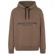 Armani Exchange Khaki Huvtröja med Svart Tryck Green, Herr