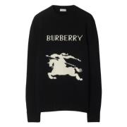 Burberry Svart Stickad Rundhals Tröja Black, Dam