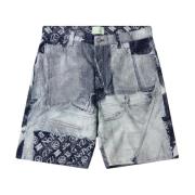 Aries Blå Jacquard Patchwork Shorts Multicolor, Herr