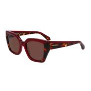 Salvatore Ferragamo Brun Lins Solglasögon Sf2035S 654 Red, Dam