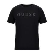 Guess Svart Logotyp Bomull T-shirt Black, Herr