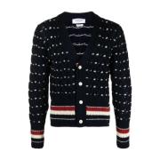 Thom Browne Marinblå Kabelstickad Kofta Blue, Herr