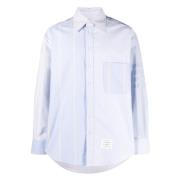 Thom Browne Oversized Bomullsskjorta med Patchwork Design Blue, Herr