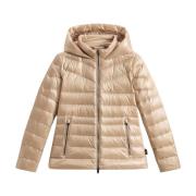 Woolrich Blank Nylon Dunjacka Beige, Dam